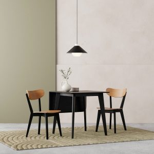 Roxby 2 Chairs Dining Set, Oak & Black