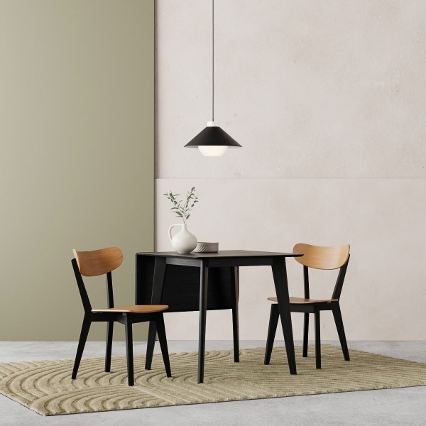 Roxby 2 Chairs Dining Set, Oak & Black