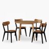 Roxby 4 Chairs Round Table Dining Set, Oak & Black