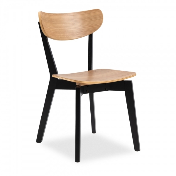 Roxby 4 Chairs Round Table Dining Set, Oak & Black