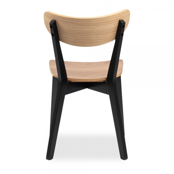 Roxby 4 Chairs Round Table Dining Set, Oak & Black