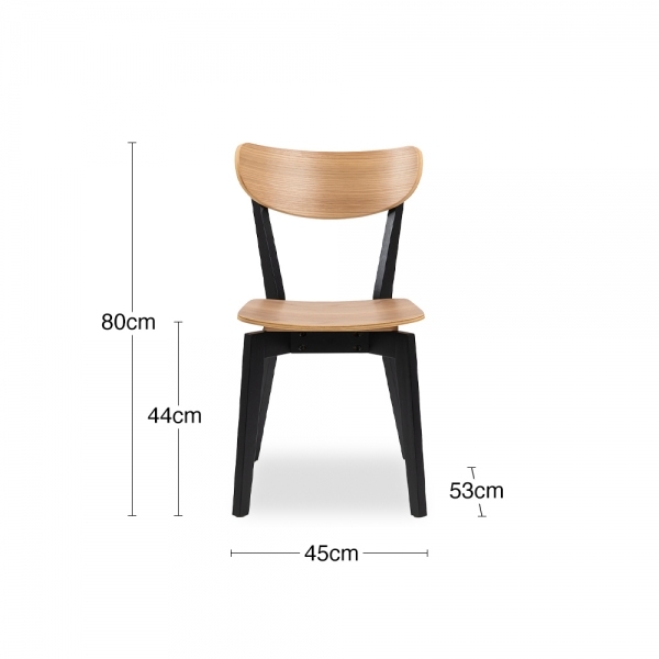 Roxby 4 Chairs Round Table Dining Set, Oak & Black