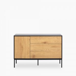 Seaford 3 Drawer Sideboard, Oak & Black