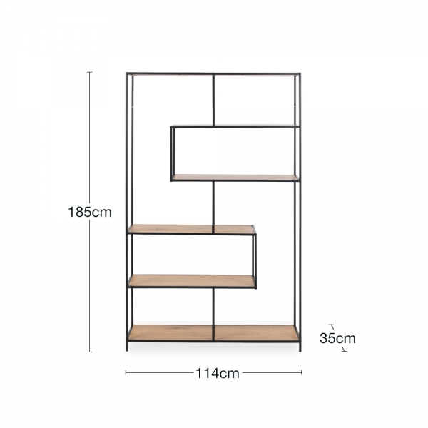 Seaford Large Display Unit, Oak & Black