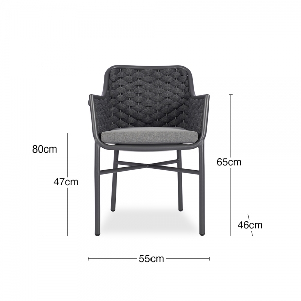 Sidney Armchair, Grey Textilene Weave