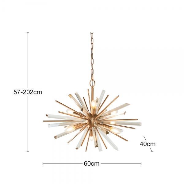 Sinead Pendant Light, Glass Shards & Brass