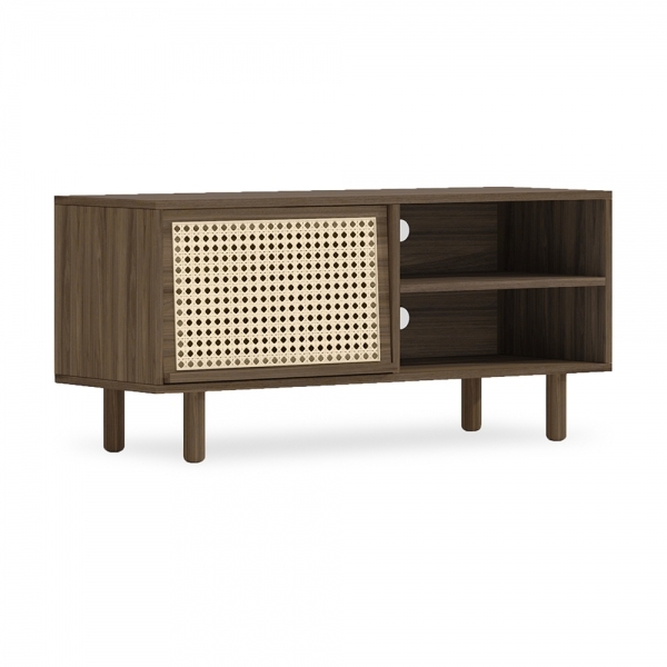 Soller TV Stand, Walnut Effect & Cane