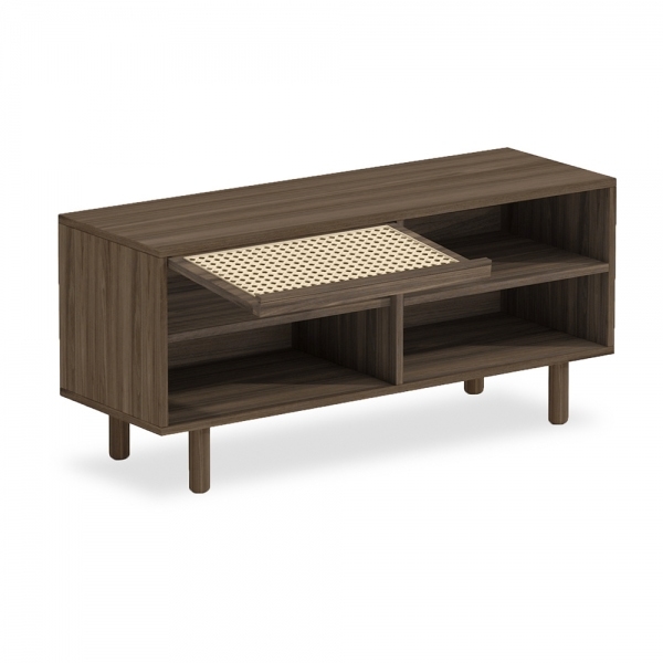 Soller TV Stand, Walnut Effect & Cane