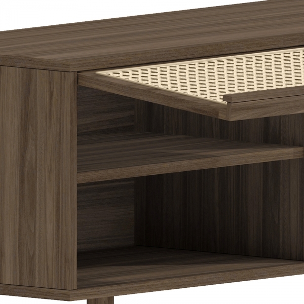 Soller TV Stand, Walnut Effect & Cane