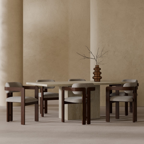 toulouse-hallie-6-chair-dining-set-travertine-speckled-stone-sustainable-boucle-p46676-2886899_image Toulouse & Hallie 6 Chair Dining Set, Travertine & Speckled Stone Sustainable Boucle