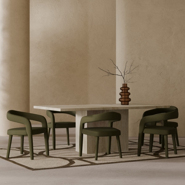 toulouse-ophelia-6-chair-dining-set-travertine-moss-green-sustainable-mohair-velvet-p46677-2886905_image Toulouse & Ophelia 6 Chair Dining Set, Travertine & Moss Green Sustainable Mohair Velvet