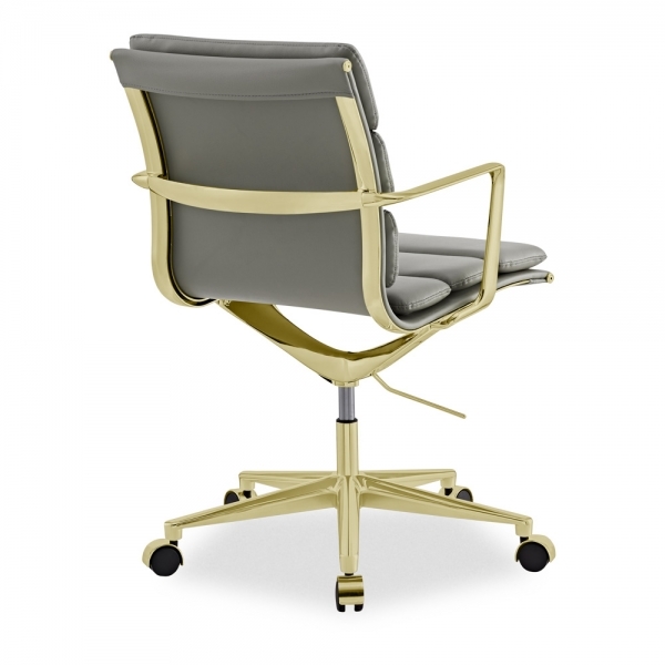 Urma Low Back Office Chair, Grey & Brass