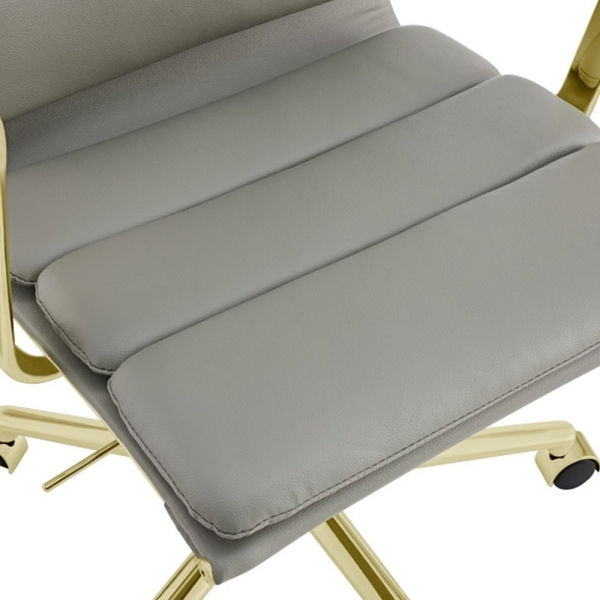 Urma Low Back Office Chair, Grey & Brass