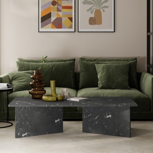Vega Coffee Table, Onyx Black Marble