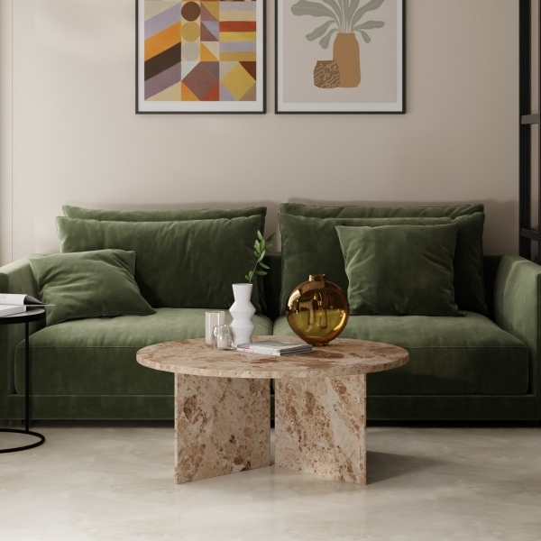 Vega Round Coffee Table, Latte Marble