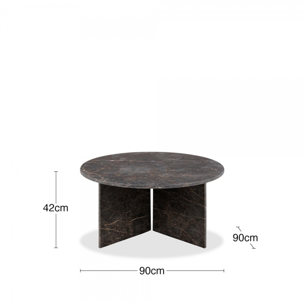Vega Round Coffee Table, Storm Grey Marble