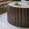 Watton Round Coffee Table, Dark Mango Wood & Travertine