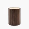 Watton Round Side Table, Dark Mango Wood & Travertine