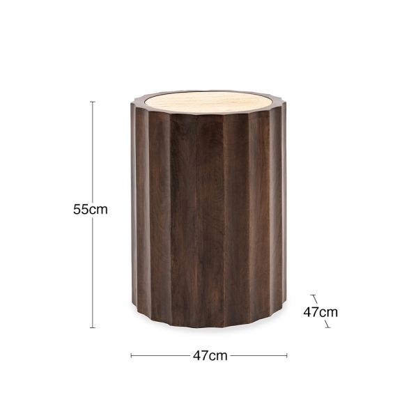 watton-round-side-table-dark-mango-wood-travertine-p44664-2867668_image Watton Round Side Table, Dark Mango Wood & Travertine