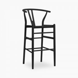 Wish Wooden Bar Stool, Black Weave & Black