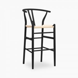 Wish Wooden Bar Stool, Natural Weave & Black