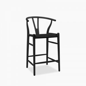 Wish Wooden Kitchen Stool, Black Weave & Black