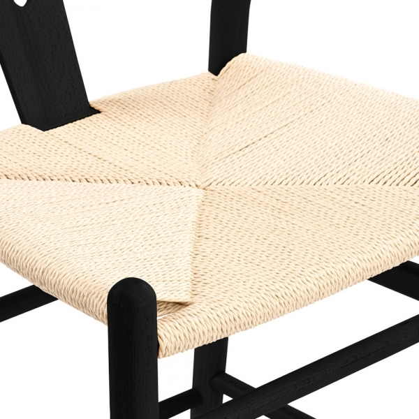 Wish Wooden Kitchen Stool, Natural Weave & Black